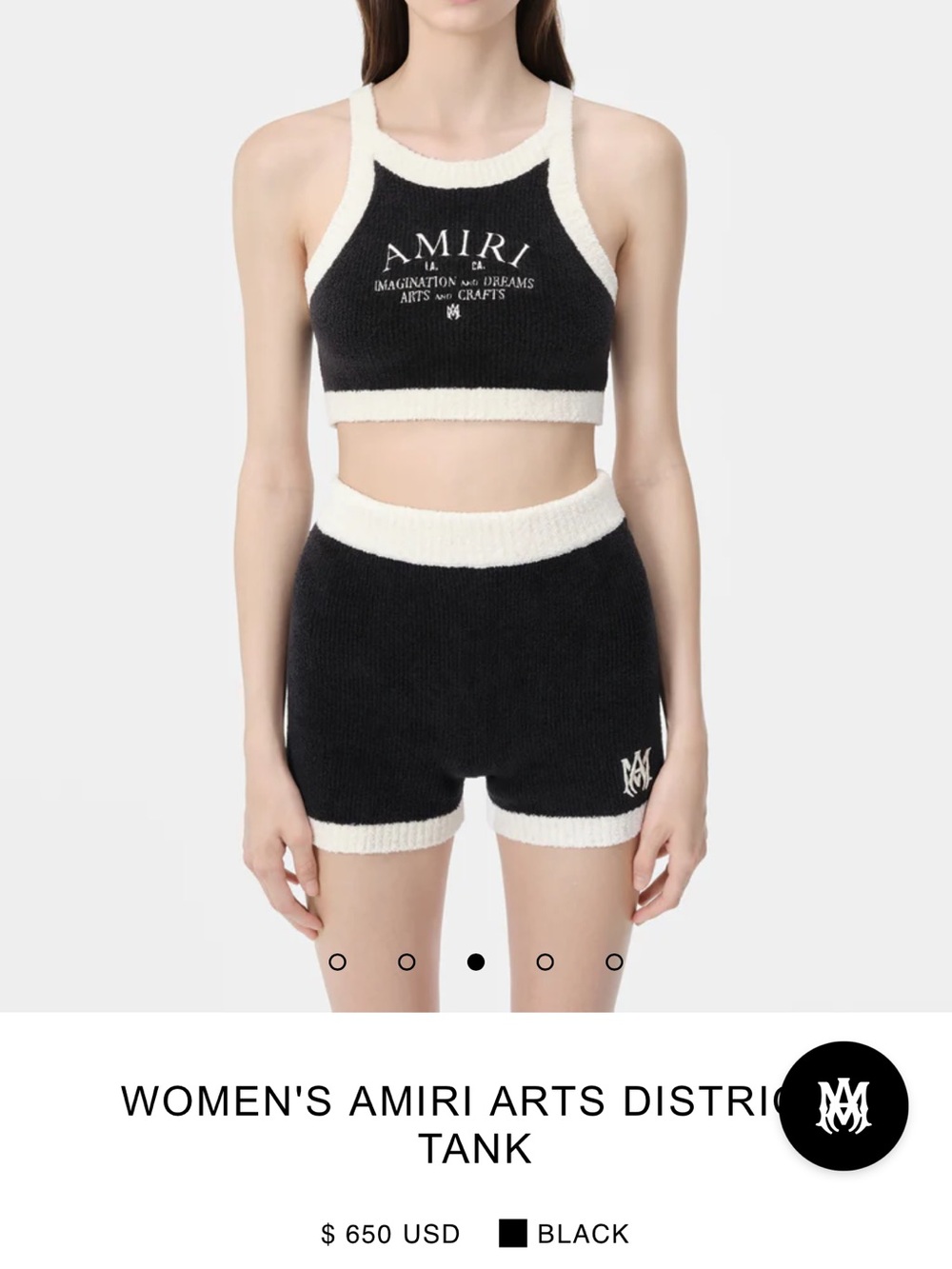 WOMEN'S AMIRI ARTS DISTRICT TANK & SHORTS SET PRE FALL 2024 COLLECTION NWT